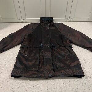 Vintage 90s FORECASTER Metallic Print Oversized Nylon Blend Jacket Adjustable M